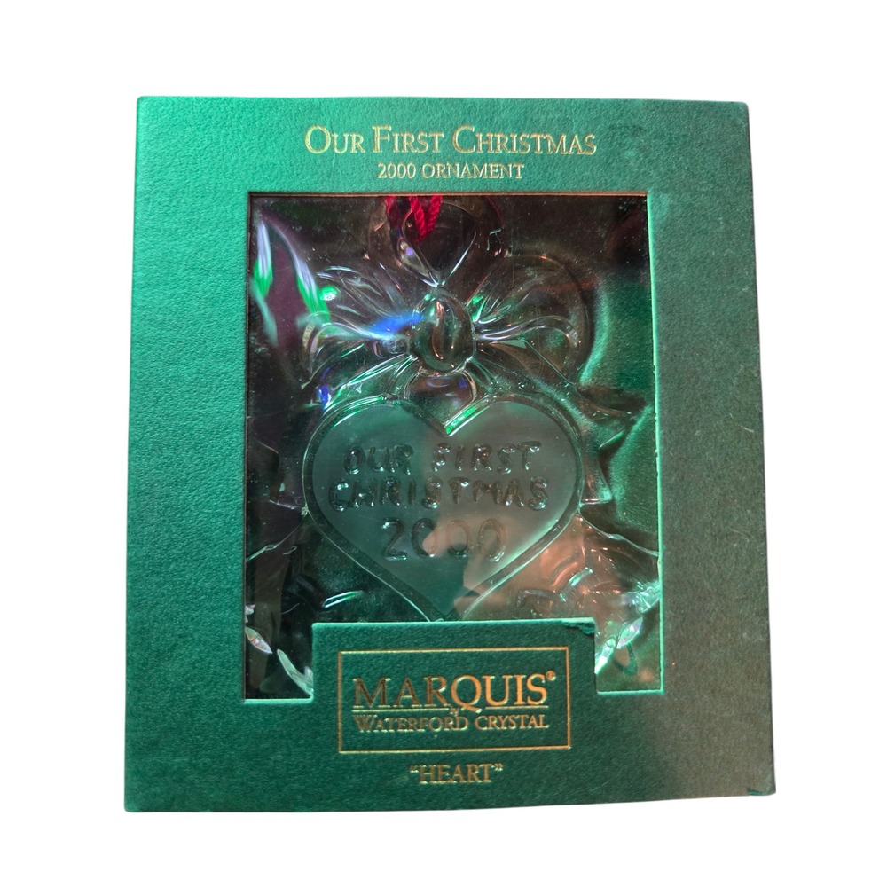 Marquis Waterford Crystal Our First Christmas 2000 Heart Ornament with Box